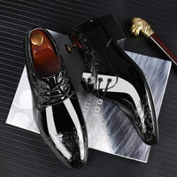 Luxury Glossy Black Embossed Oxford Shoes