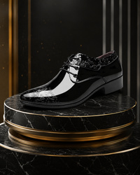Luxury Glossy Black Embossed Oxford Shoes