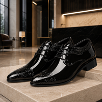 Luxury Glossy Black Embossed Oxford Shoes