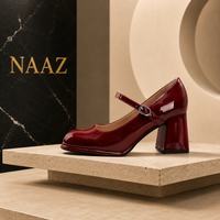 NAAZ Premium Patent Leather Block Heels