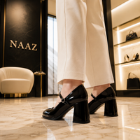 NAAZ Premium Patent Leather Block Heels